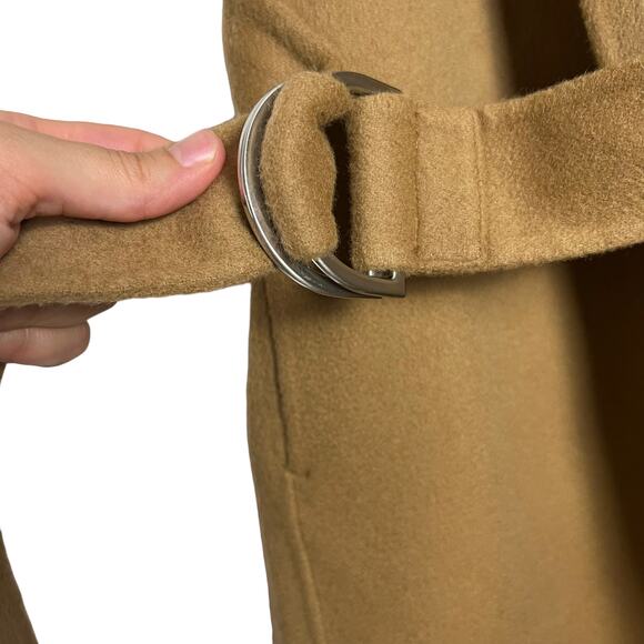 Theory Long Clairene Tan Wool Cashmere Sleeveless Belted Coat Size Petite - Picture 8 of 12